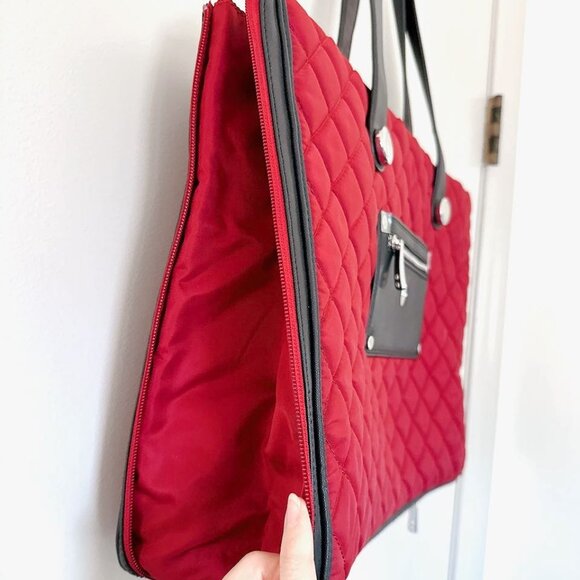 KNOMO MARINA TOTE BAG - RED AND BLACK EXPANDABLE LAPTOP 18" LARGE - Picture 11 of 14